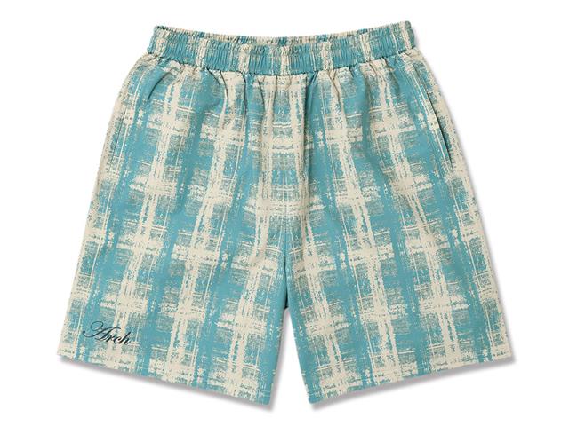 Arch cursive logo plaid shorts